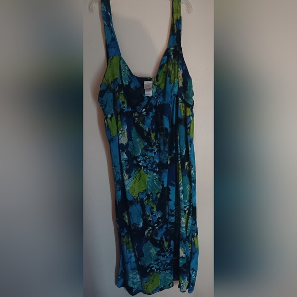 Just My Size Vibrant Blue and Green Maxi Skirt - Picture 1 of 5